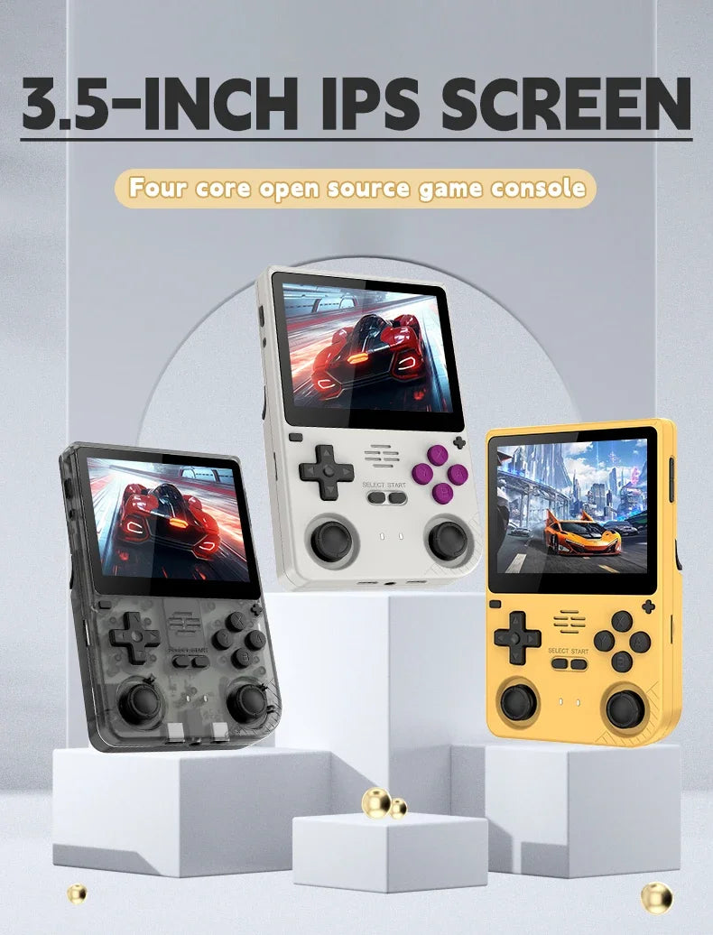 POWKIDDY V20 Retro Video Handheld Game Console 3.5-Inch IPS HD Screen Dual Card slot 5000mAh Lithium Battery Retro Game Stickers