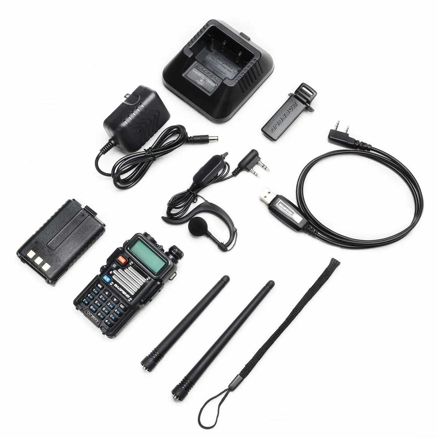 Baofeng X Radioddity UV-5RX3 Tri-band VHF, 1.25M, UHF Amateur Handheld Ham Two Way Radio Walkie Talkie With Earpiece And