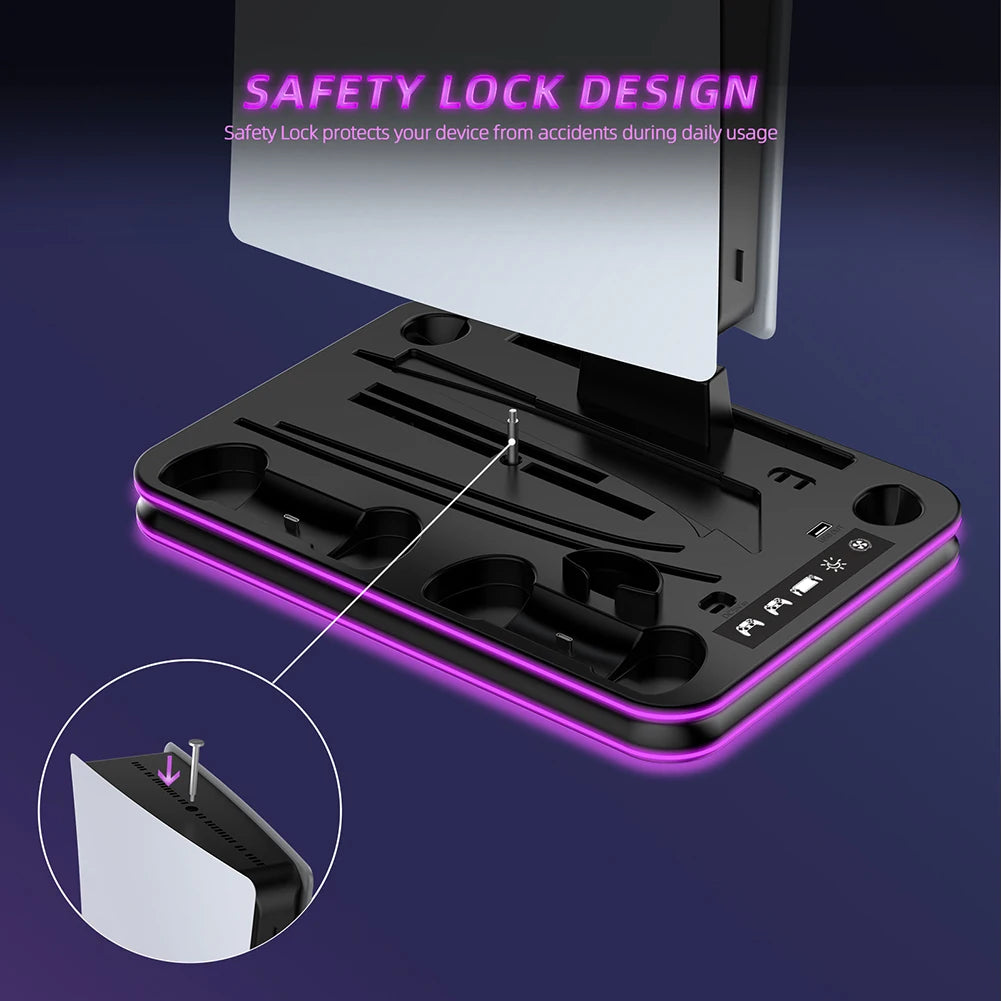 For PS5 Slim Cooling Stand PS5 cooling StationRGB Charging Base Dual Controller Charger Dock Station for PS5/PS5 Slim Accsessory