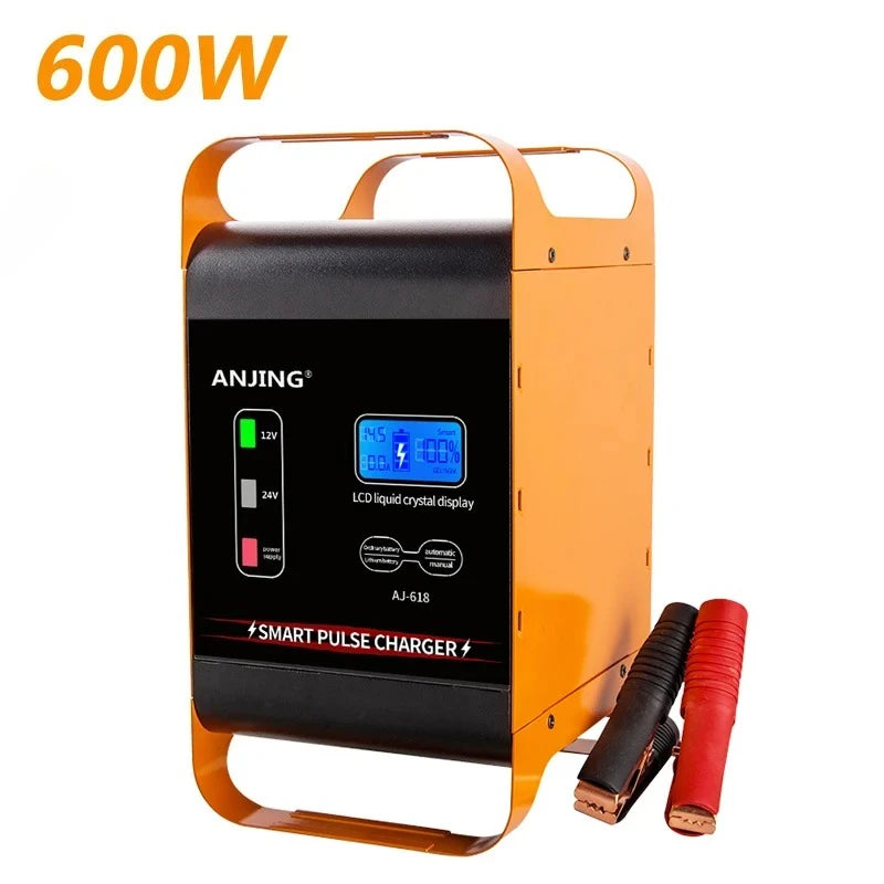 Super Large 600W 400W Car Battery Charger 12V 24V Universal 50A/30A Quick Charge Battery Charge Device for SUV Truck Car Battery