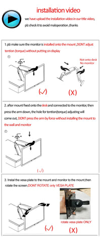Northbayou F160-FP 10"-17" laptop mount 360 rotate 10"-27" air press full motion gas spring  10"-27" two monitor  clamp desk
