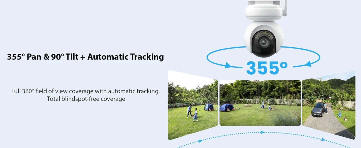 Reolink 4K Solar WiFi Security Camera Long Lasting 360° PT Auto Tracking Wireless ColorX Night Vision Dual-Band WiFi 6 IP Camera