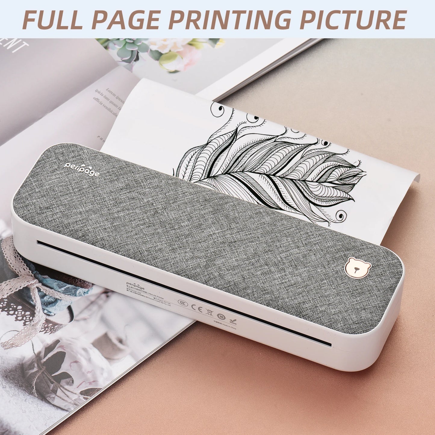 PeriPage A40 A4 Printer Wirless Printer USB Android BT Printing PDF File Webpage Contract Picture with 10 Rolls Thermal Paper