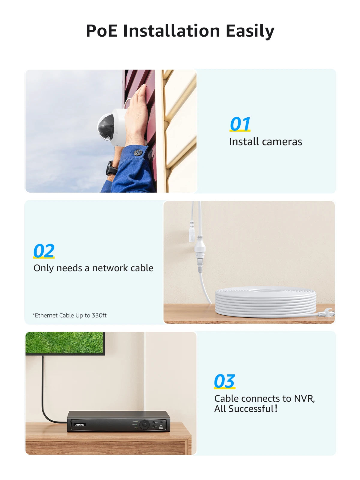ANNKE 4K 8CH POE Network Video Surveillance System NVR Recorder With 8PCS 4PCS 8MP Audio Recording Security Ip Camera
