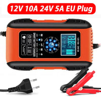 12V-24V 7-stage smart Car Battery-Charger Full Automatic 10A Digital Car Battery Charger  Pulse Repair for AGM GEL WET Lead Acid
