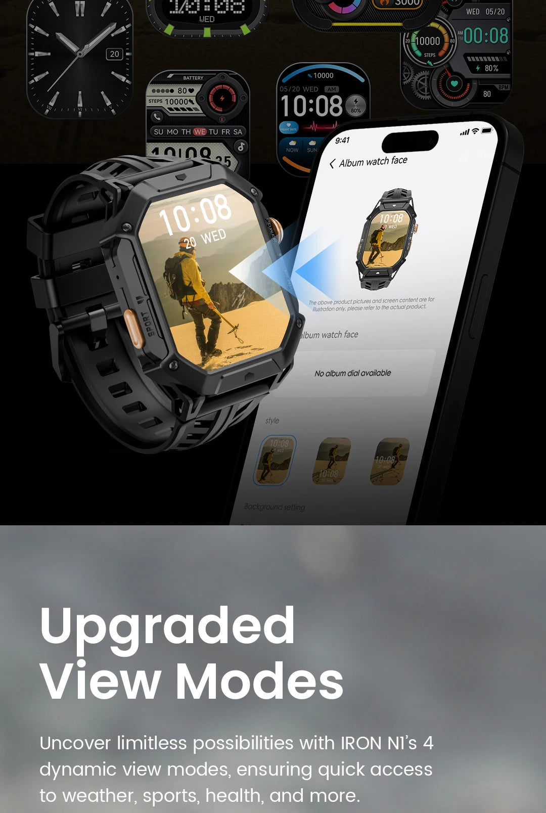 HAYLOU IRON N1 Smartwatchs 2.13’’ AMOLED Display 5ATM Waterproof Bluetooth Call Outdoor Sport Smart Watch 30 Days Battery Life