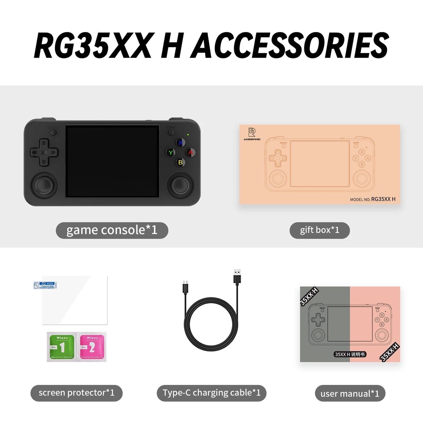 ANBERNIC RG35XX H Retro Handheld Game Console Linux 64-bit 3.5-inch IPS 640*480 Screen Video Gaming Player Supports WIFI TV Out