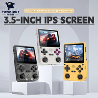 POWKIDDY V20 Retro Video Handheld Game Console 3.5-Inch IPS HD Screen Dual Card slot 5000mAh Lithium Battery Retro Game Stickers