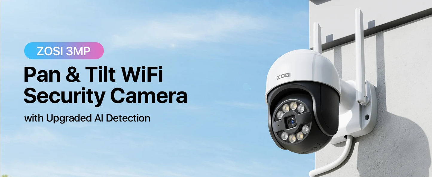 ZOSI 3MP/4MP PTZ Wifi IP Camera H.265 Wireless Surveillance Security CCTV Camera P2P Audio Outdoor AI Human Detection HD Cameras