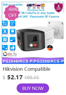 Hikvision Compatible 6/8MP Full Color Two-way Audio Turret IP Camera Vehicle Human Detection IP66 Outdoor Security Surveillance