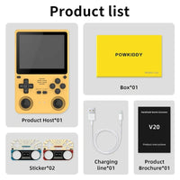 POWKIDDY V20 Retro Video Handheld Game Console 3.5-Inch IPS HD Screen Dual Card slot 5000mAh Lithium Battery Retro Game Stickers