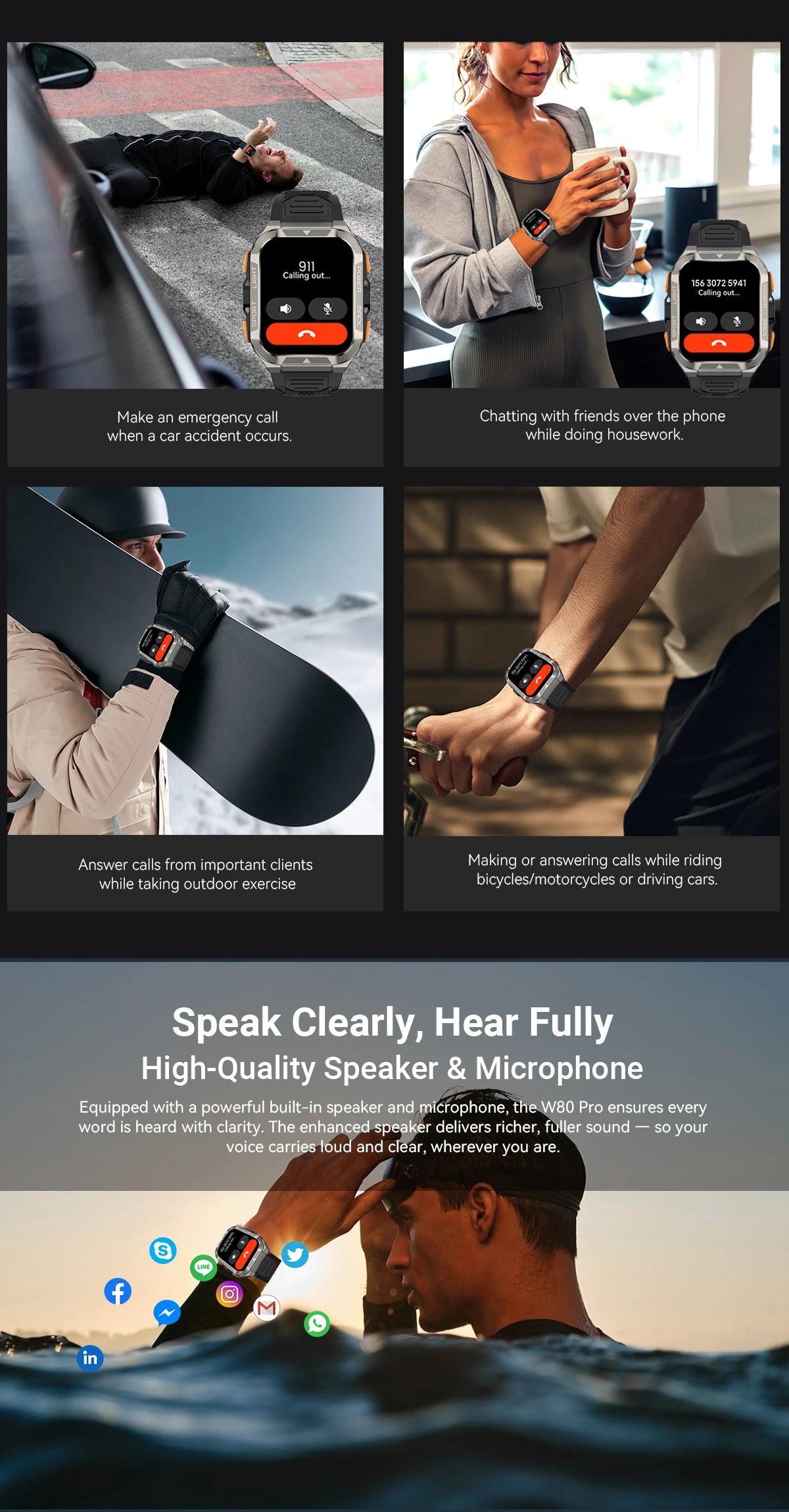[World premiere]Blackview W80 PRO Outdoor Rugged Smart Watch, GPS Position Smartwatch, 1.91‘’ Display, 900mAh with Flashlight