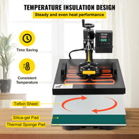SucceBuy 2In1 Heat Press Machine 38*38CM 360 Degree Swing-Away Digital Sublimation Printer Transfer DIY T-shirt Cap
