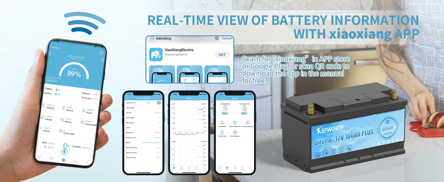 NEW 12V 100AH 120AH 135AH 200AH LiFePO4 Battery Built-in Bluetooth  BMS Power Batteries 6000 Cycles For RV Campers Golf Cart