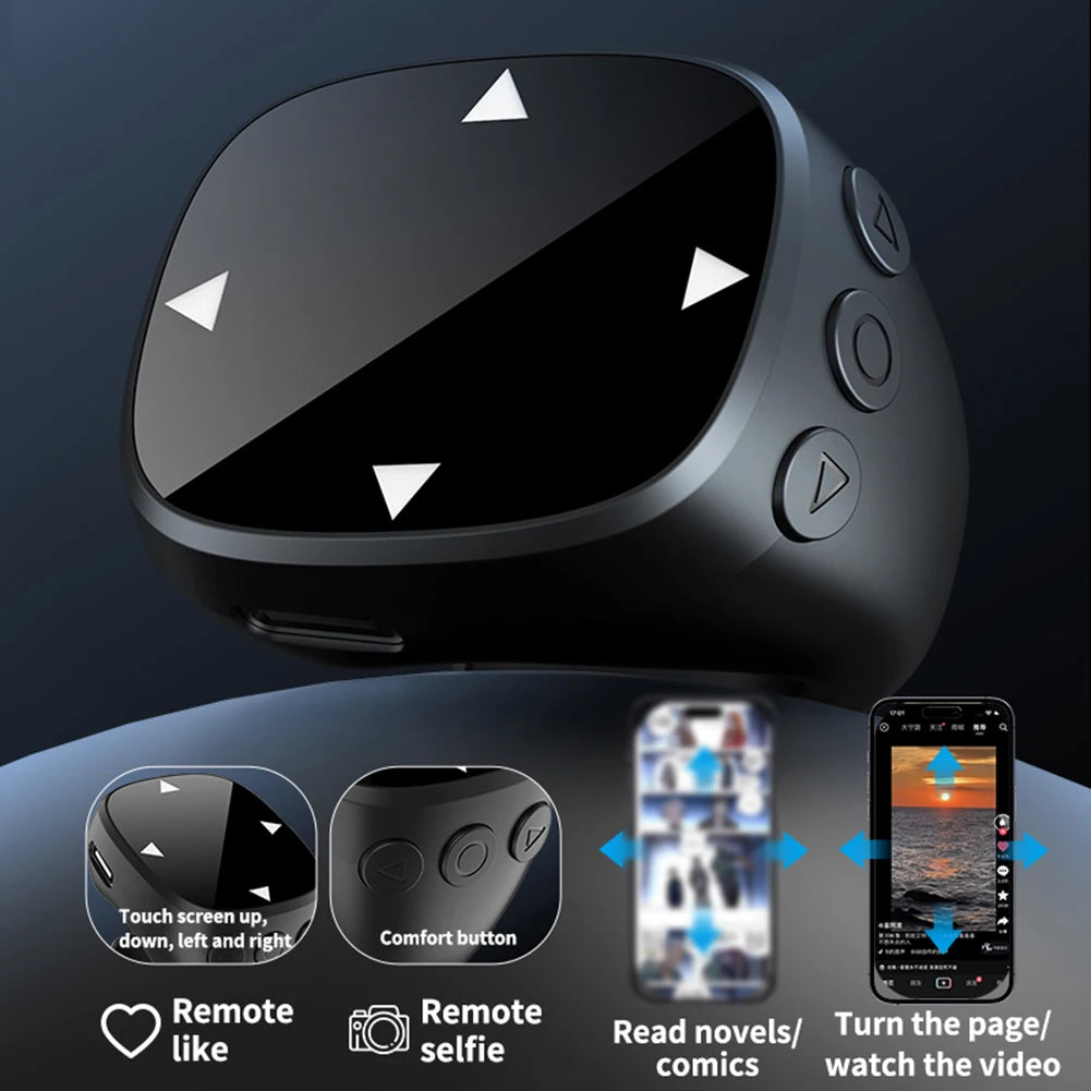 For TikTok Scrolling Ring Bluetooth-Compatible 5.3 Video Scrolling Remote Control Mobile Phone Video Remote for iPhone Xiaomi