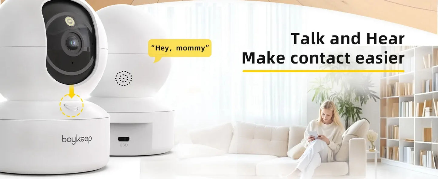 BoyKeep 2PCS Upgrade Camera Pet & Baby Surveillance Motion Capture 5G/2.4GHz, View Remotely 360° Night Vision Pan & Tilt 2-Way A