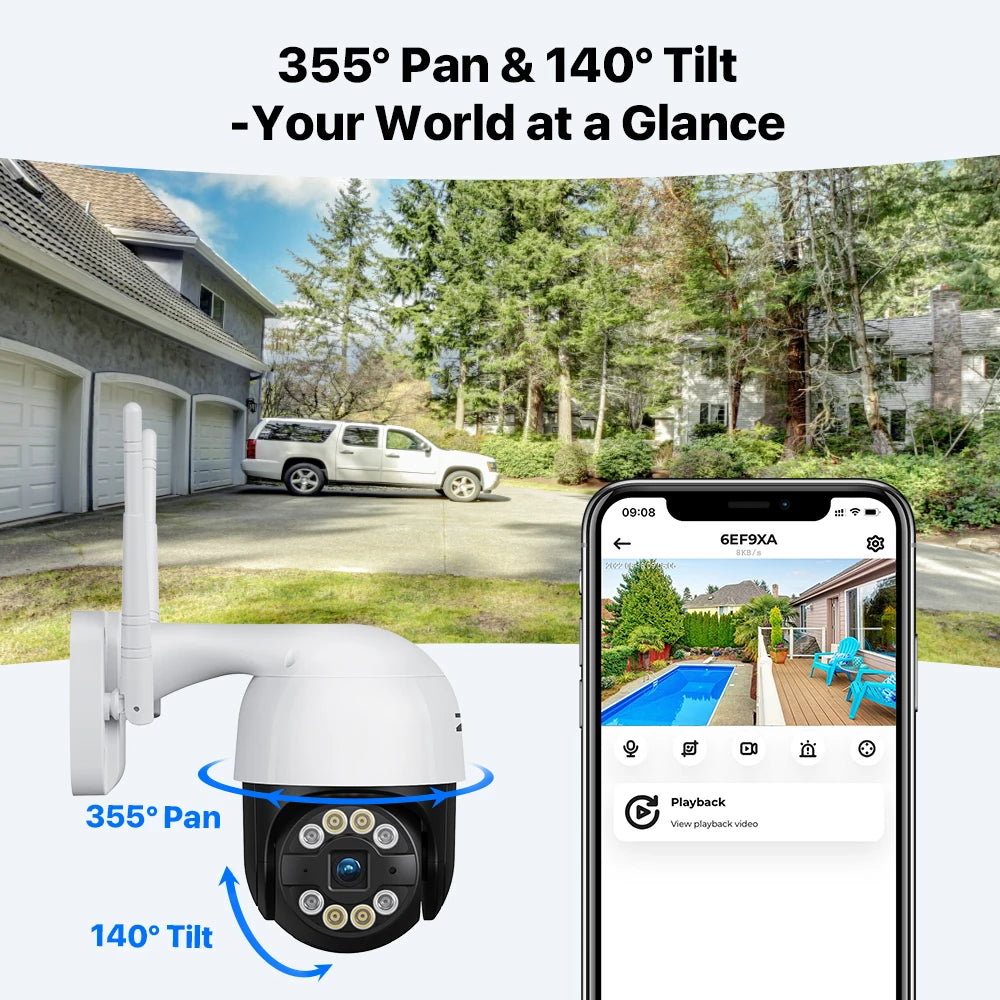 ZOSI 3MP/4MP PTZ Wifi IP Camera H.265 Wireless Surveillance Security CCTV Camera P2P Audio Outdoor AI Human Detection HD Cameras