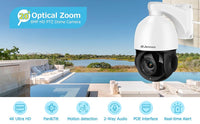 Jennov 4K 8MP Outdoor PTZ IP POE Camera 20X Optical Zoom & Human Detection, 320ft IR Night Vision,  Hikvision Onvif Compatible