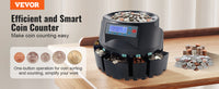 SucceBuy 230/300Coins/Min USD Coin Sorter Counter Professional Electric Automatic Machine LED Display for School Shop Bank Black