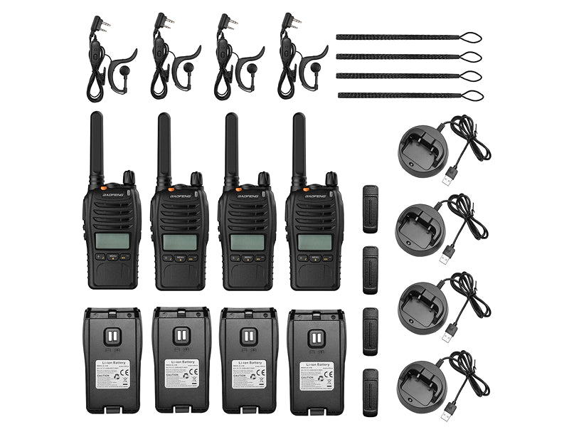 BAOFENG BF-88ST Pro Walkie Talkie, Upgraded Long Range Rechargeable License-Free PMR446 Two Way Radios with LCD Display,4 Pack