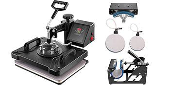 SucceBuy Combo Heat Press Machine 5/6/8 in 1 30*38CM 38*38CM Muntifunctional Sublimation Printer Transfer Mug Hat Plate T-Shirt