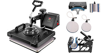 SucceBuy Combo Heat Press Machine 5/6/8 in 1 30*38CM 38*38CM Muntifunctional Sublimation Printer Transfer Mug Hat Plate T-Shirt