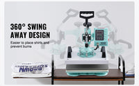 VEVOR Heat Press 12x10inch 360°Swing Away T-Shirt Fast Even Heating Digital Precise Control Heat for T-Shirts Pillows Bags Green