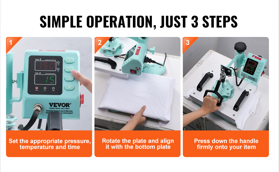 VEVOR Heat Press 12x10inch 360°Swing Away T-Shirt Fast Even Heating Digital Precise Control Heat for T-Shirts Pillows Bags Green