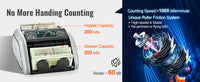 VEVOR 1000 Pcs/Min Money Counter Business Cash Register Euros Bills Fake Banknote Detector by UV and MG Function for Banks Shops