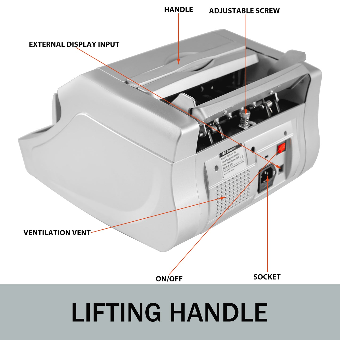 VEVOR 1000 Pcs/Min Money Counter Business Cash Register Euros Bills Fake Banknote Detector by UV and MG Function for Banks Shops