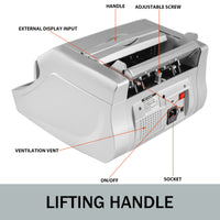 VEVOR 1000 Pcs/Min Money Counter Business Cash Register Euros Bills Fake Banknote Detector by UV and MG Function for Banks Shops