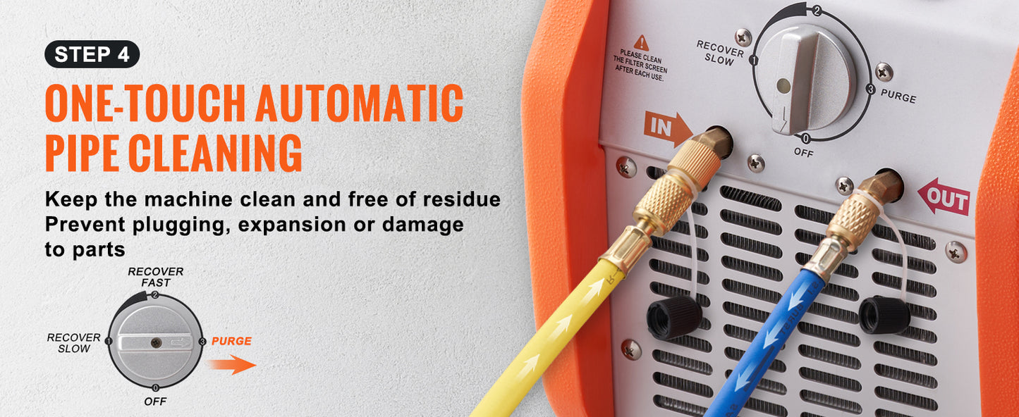 SucceBuy 3/4 1HP Refrigerant Recovery Machine Portable AC Recovery Machine 60Hz Recovery Machine HVAC for Car Air Conditioning