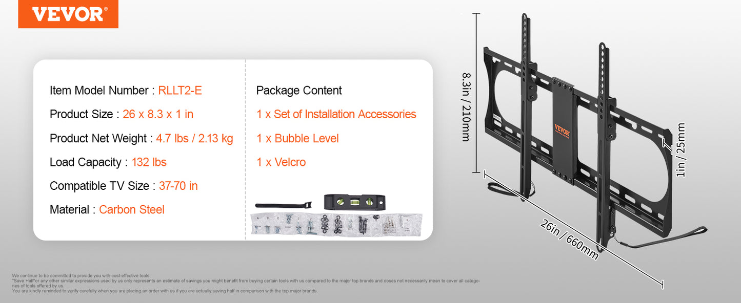 VEVOR Full Motion TV Mount Fit for Most 26-90in TVs Swivel Tilt Horizontal Adjustment TV Wall Mount Bracket W/ Articulating Arms